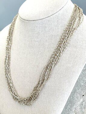 Peyote Bird Multi-Strand Seed Bead Necklace With 925 Sterling Silver Clasp Signe